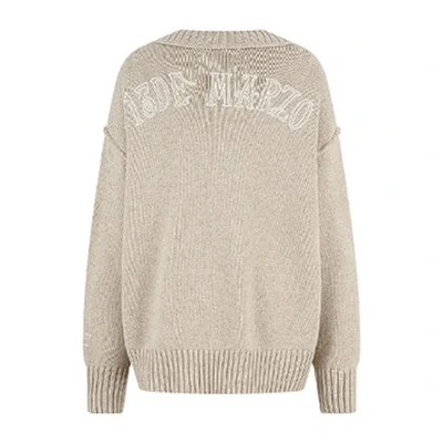 13DE MARZO Rolling Stones Appliqué Cardigan Sand