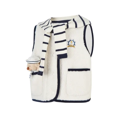 13DE MARZO BabyBear Sailor Collar Shearling Vest