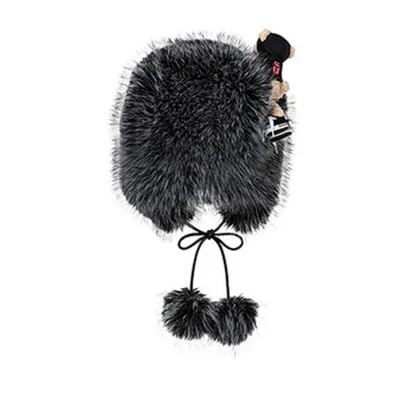 13DE MARZO Rolling Stones Plush Earflap Hat Black