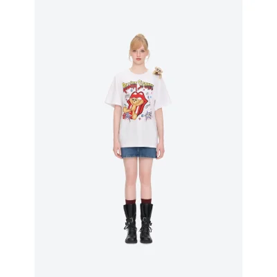 13DE MARZO Rolling Stones Tongue Bear T-shirt White
