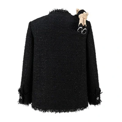 13DE MARZO Rolling Stones Badge Tweed Jacket Black