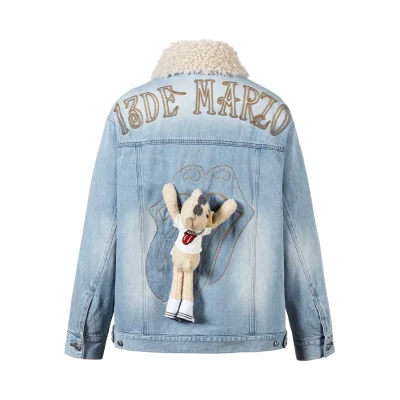 13DE MARZO Rolling Stones Tongue Denim Jacket Blue