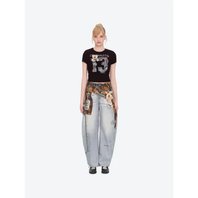 13DE MARZO Rolling Stones Shirt Print Jeans Blue