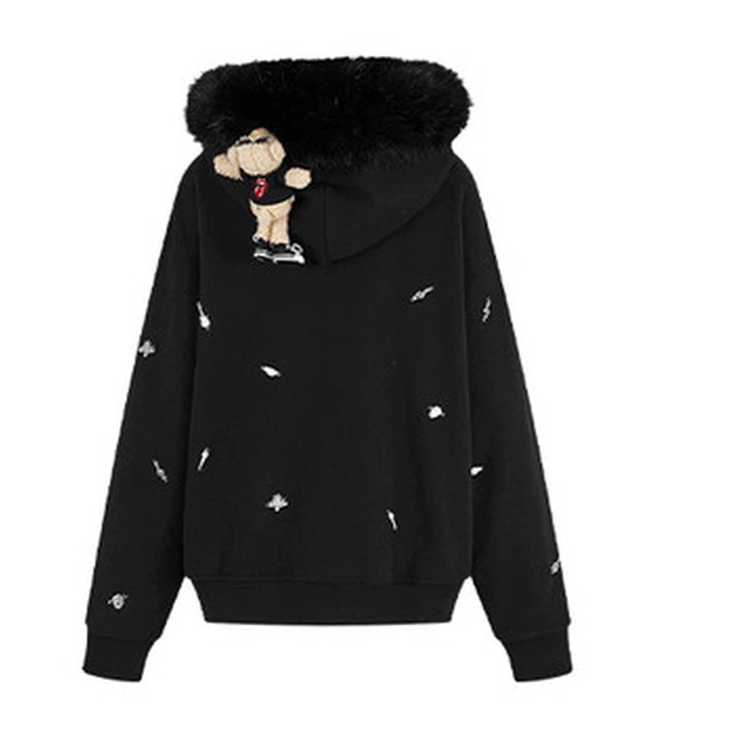 13DE MARZO Rolling Stones Bear Zip Hoodie Black - Image 2