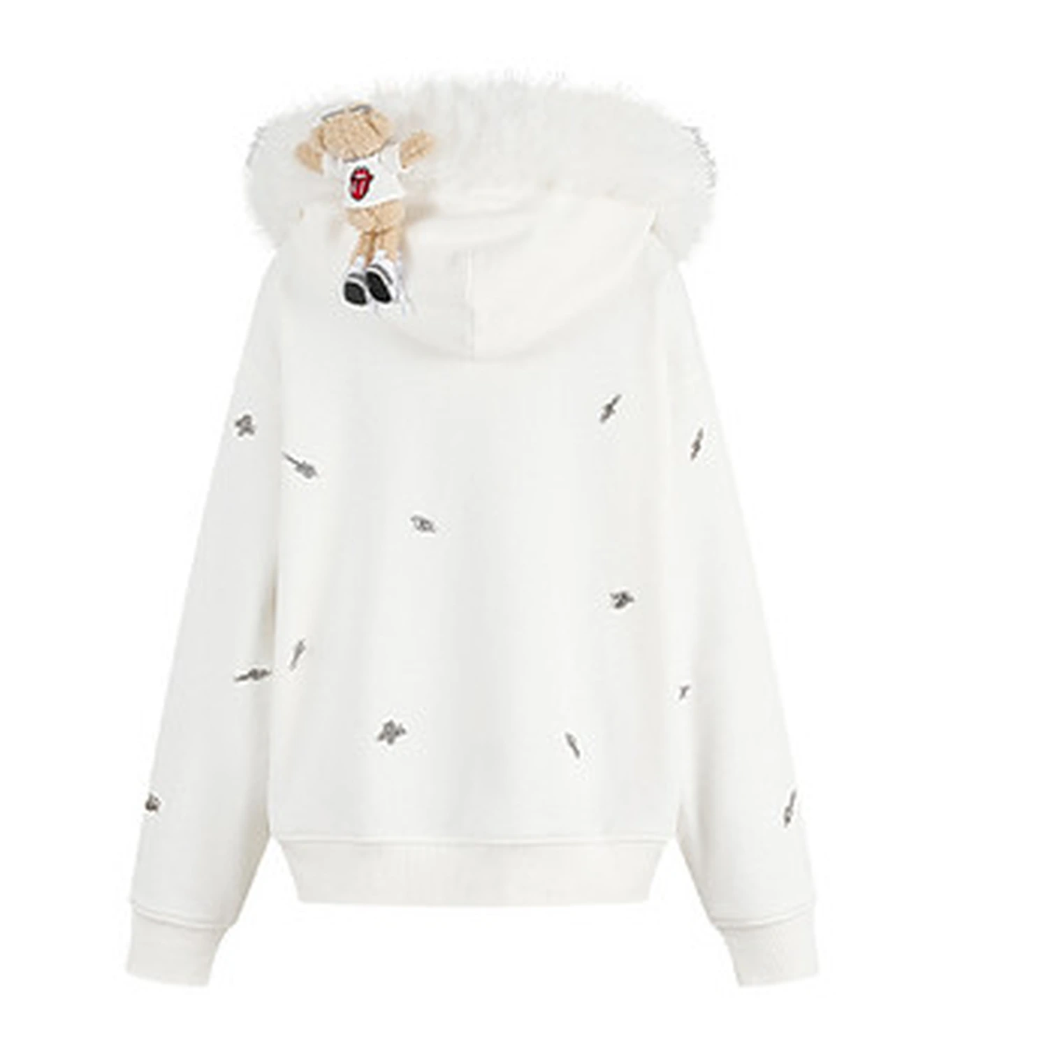 13DE MARZO Rolling Stones Bear Zip Hoodie Beige - Image 2