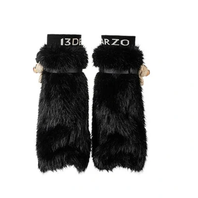 13DE MARZO Rolling Stones Faux Fur Leg Warmer Black