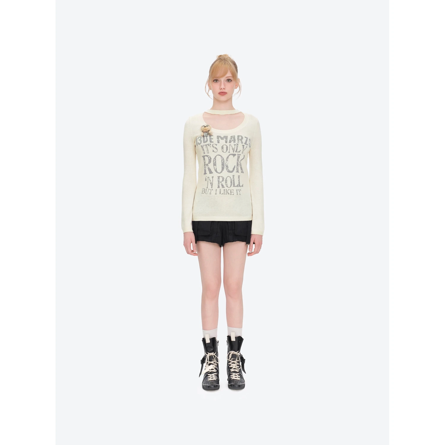 13DE MARZO Rolling Stones Layering Sweater Beige - Image 2