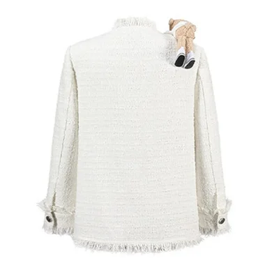 13DE MARZO Rolling Stones Badge Tweed Jacket White