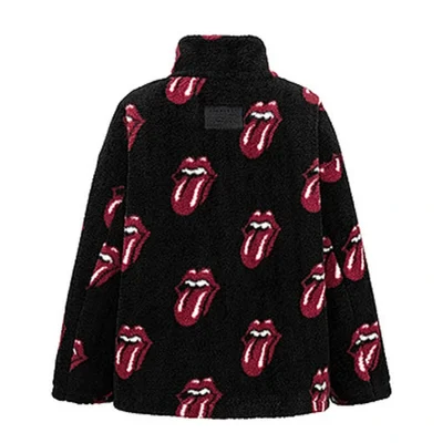 13DE MARZO Rolling Stones All-Over Print Coat Black
