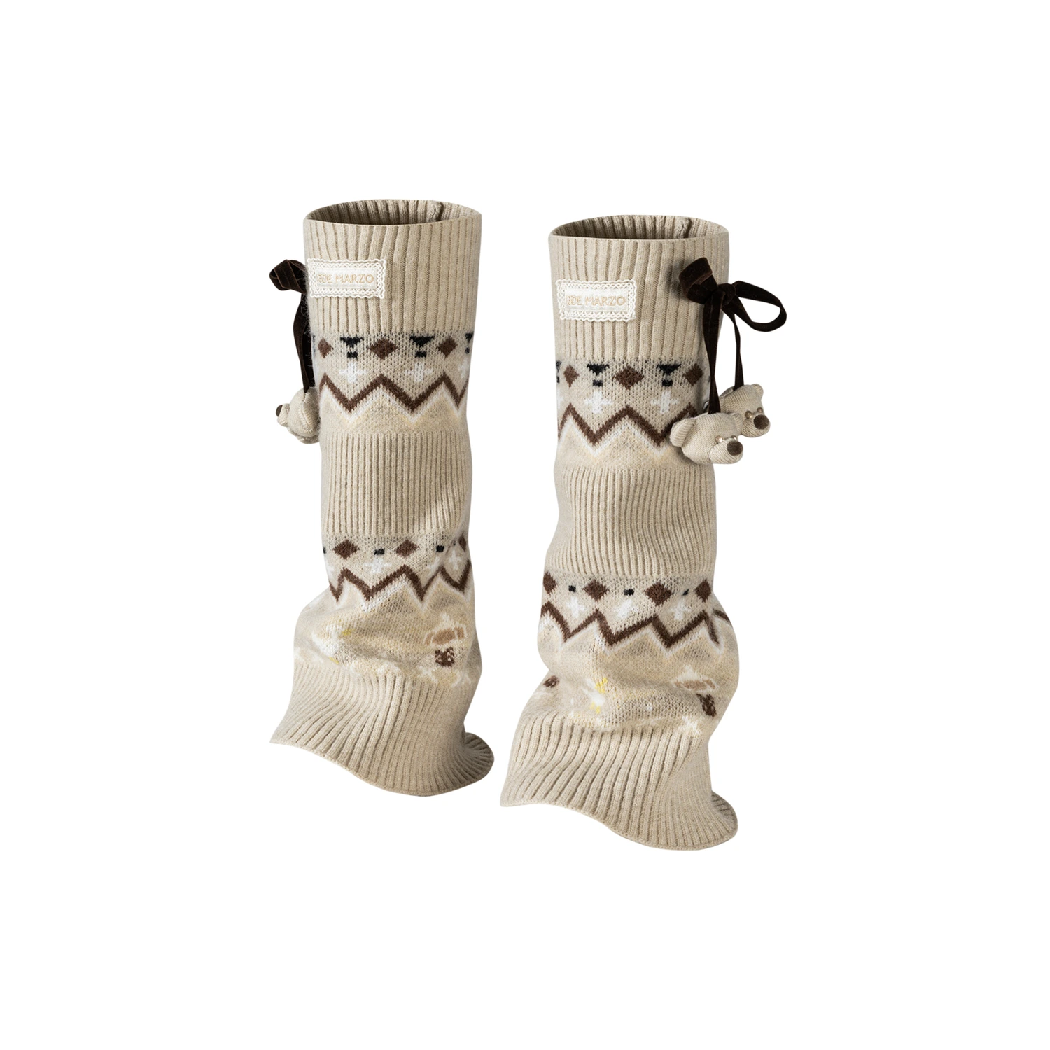 13DE MARZO Bow Knit Jacquard Leg Warmers - Image 2