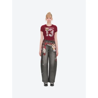 13DE MARZO Rolling Stones Shirt Print Jeans Black