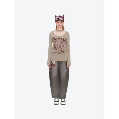 13DE MARZO Rolling Stones Layering Sweater Sand