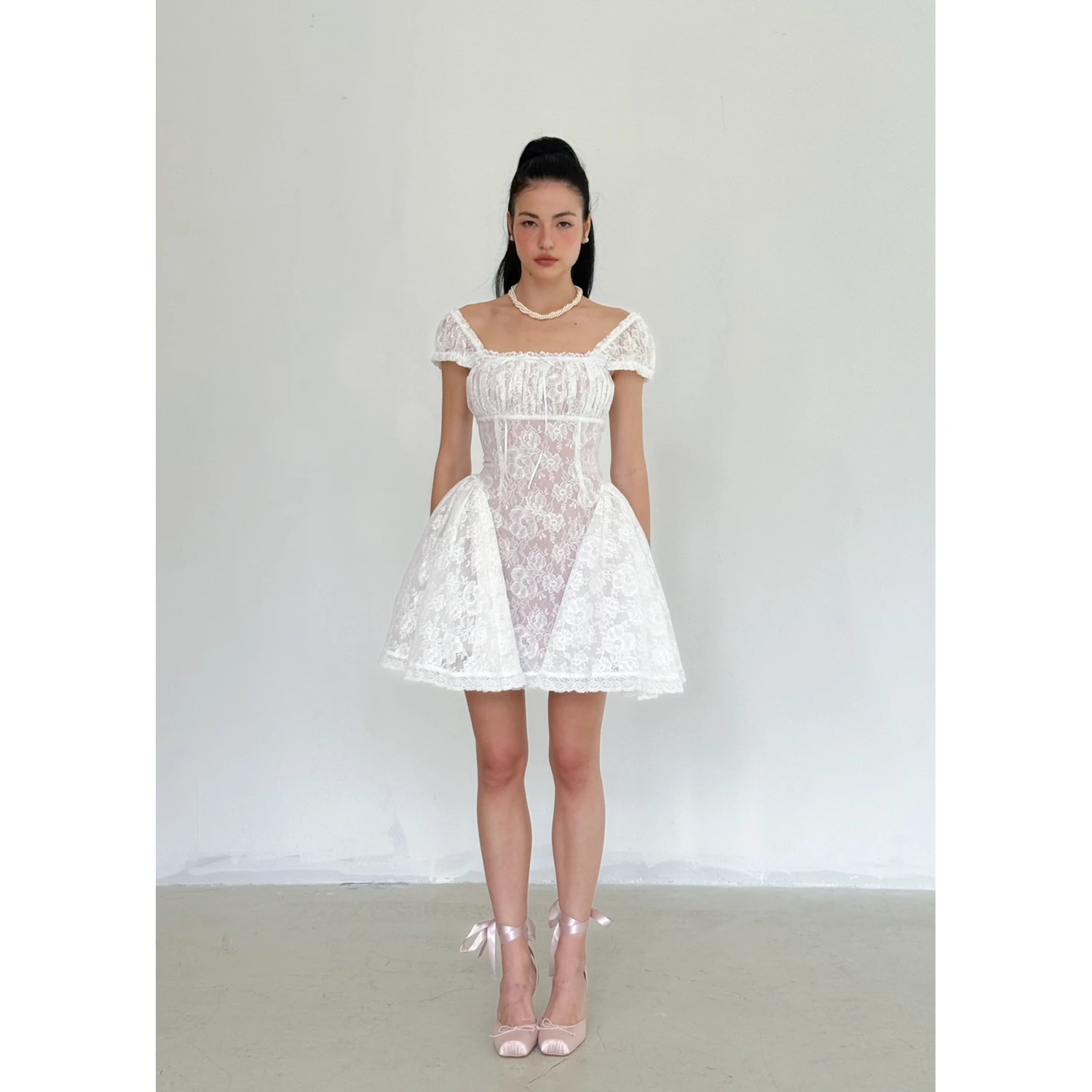 Maison Amory The Snow White Mini Dress in White - Image 3