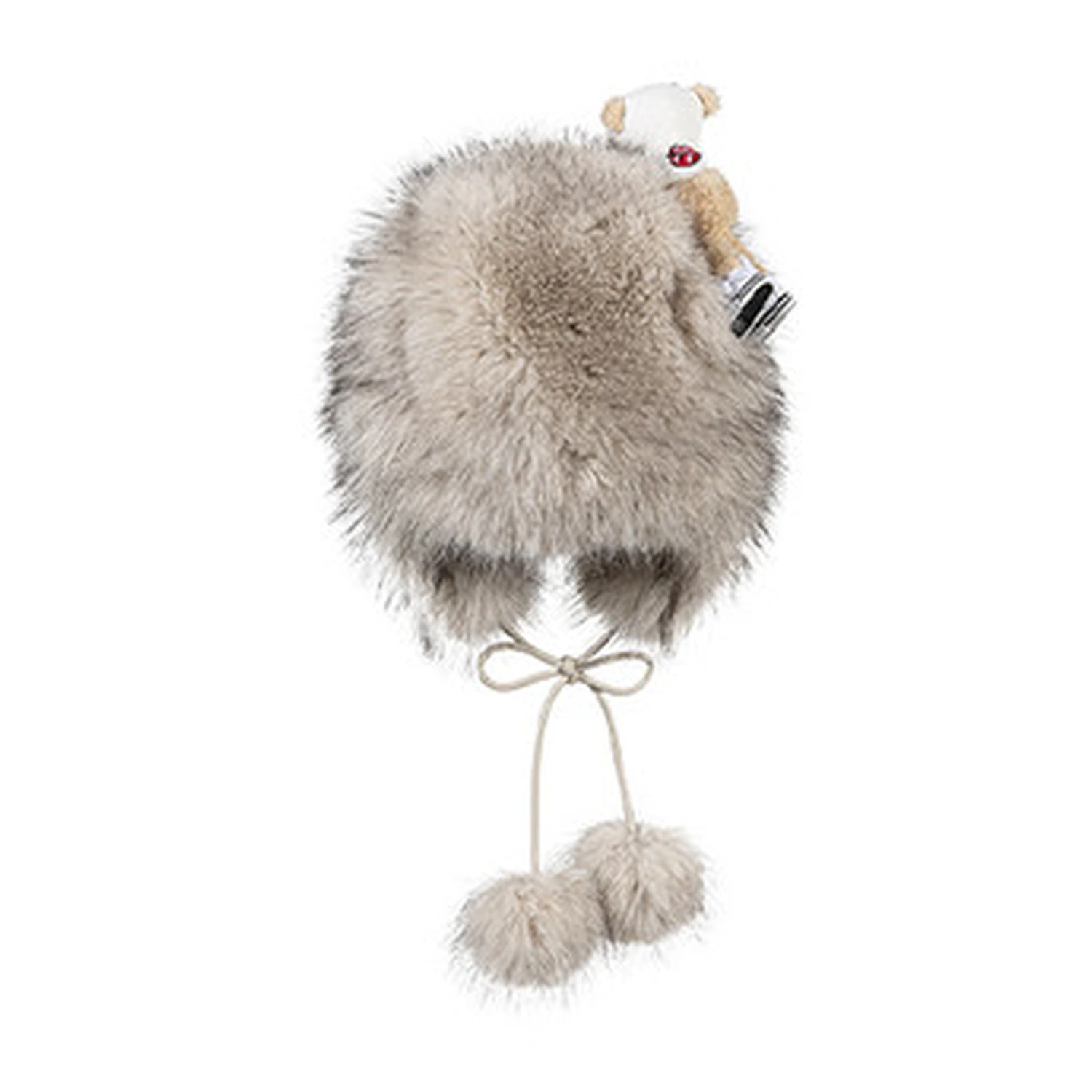 13DE MARZO Rolling Stones Plush Earflap Hat Beige - Image 3