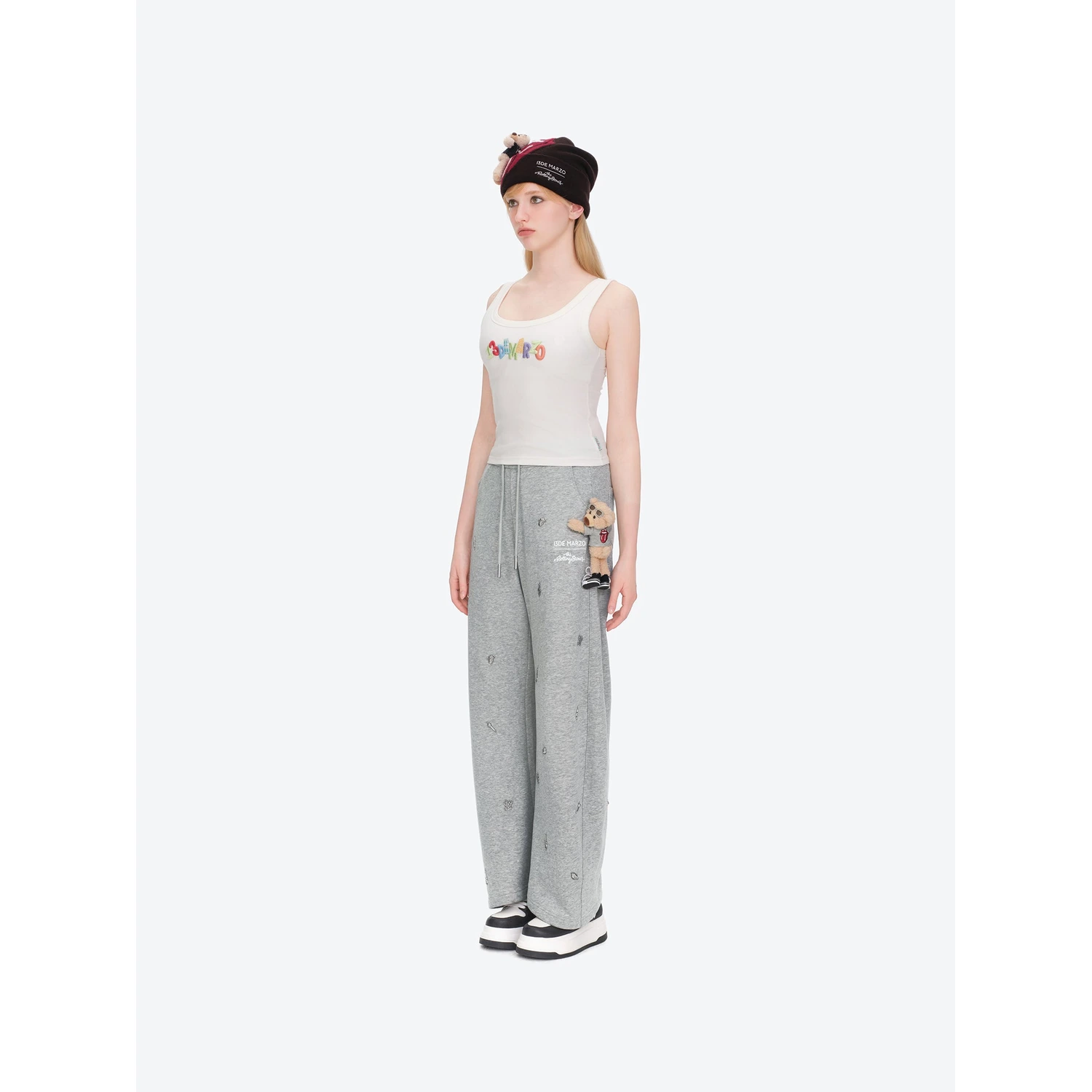 13DE MARZO Rolling Stones Bear Sweatpants Grey - Image 3