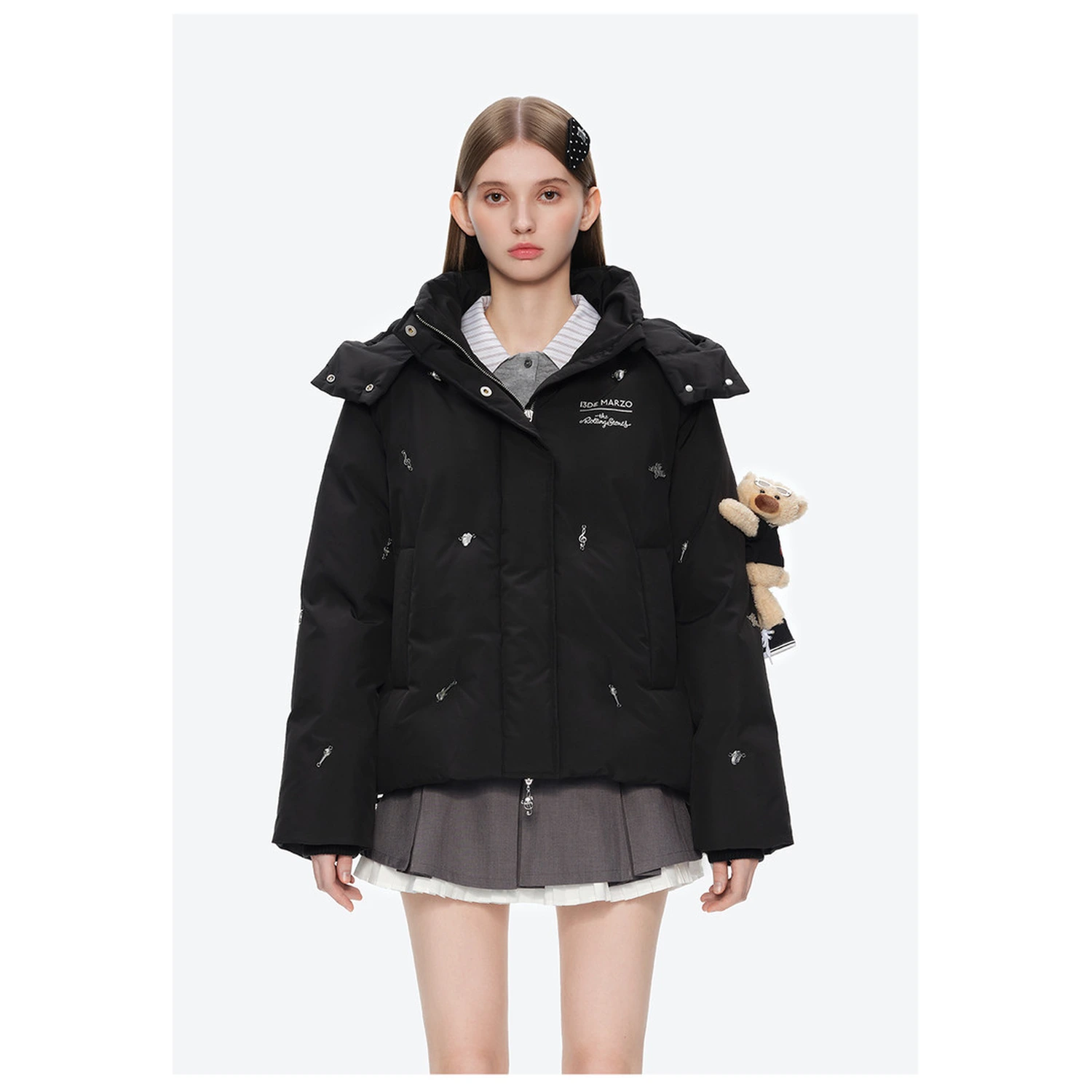 13DE MARZO Rolling Stones Down Jacket Black - Image 3
