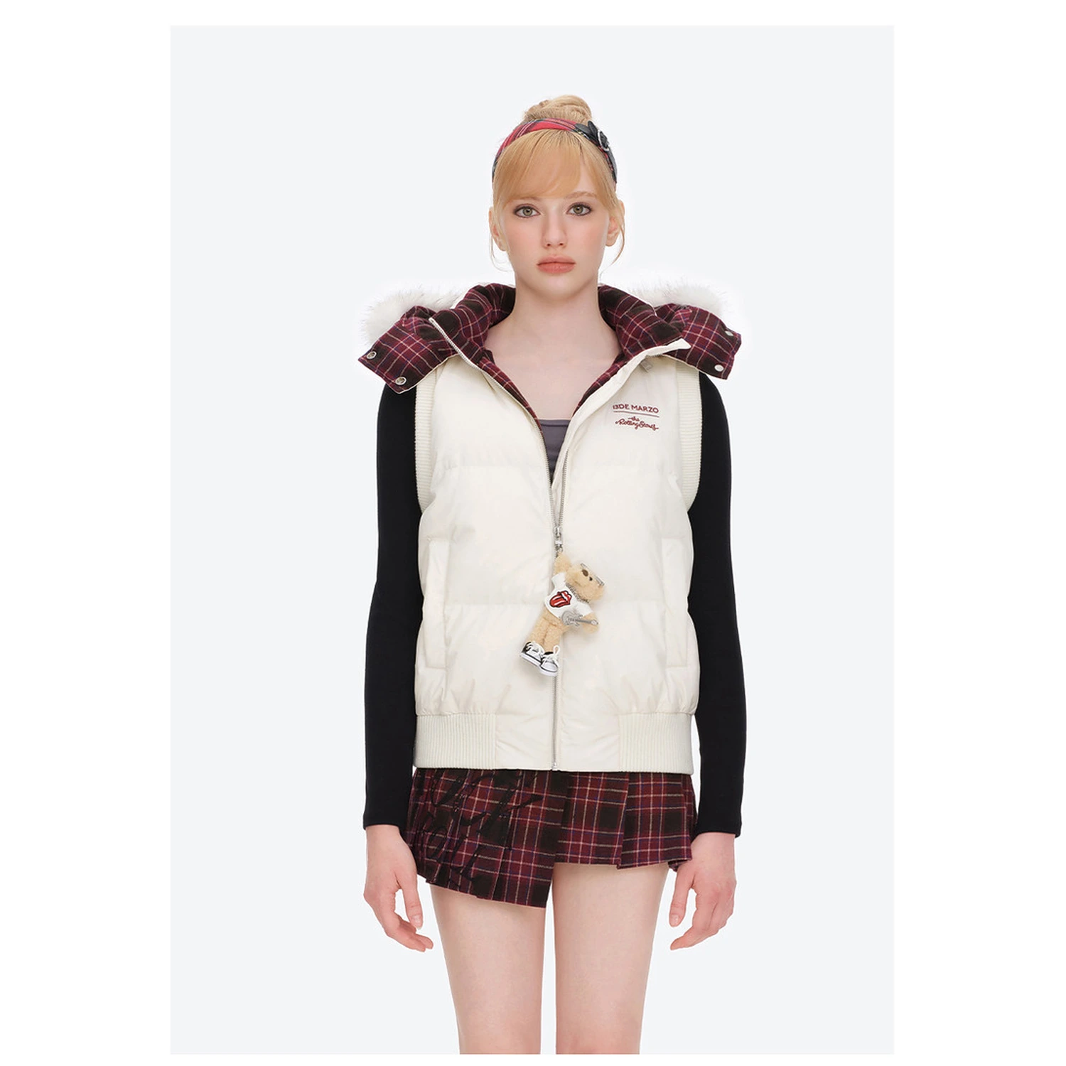 13DE MARZO Rolling Stones Down Vest Beige - Image 3