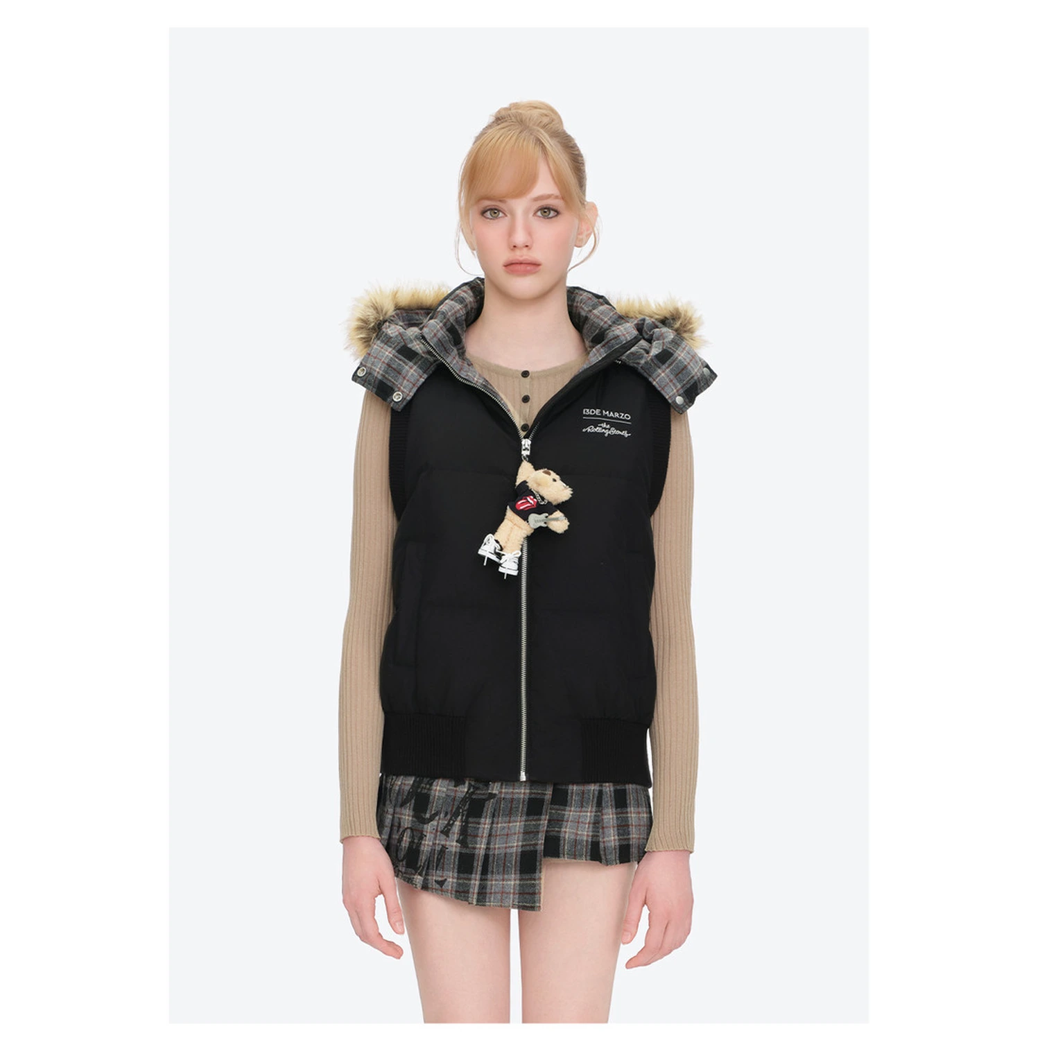 13DE MARZO Rolling Stones Down Vest Black - Image 3