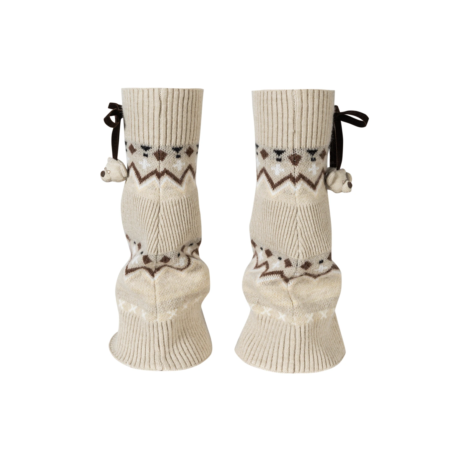 13DE MARZO Bow Knit Jacquard Leg Warmers - Image 3