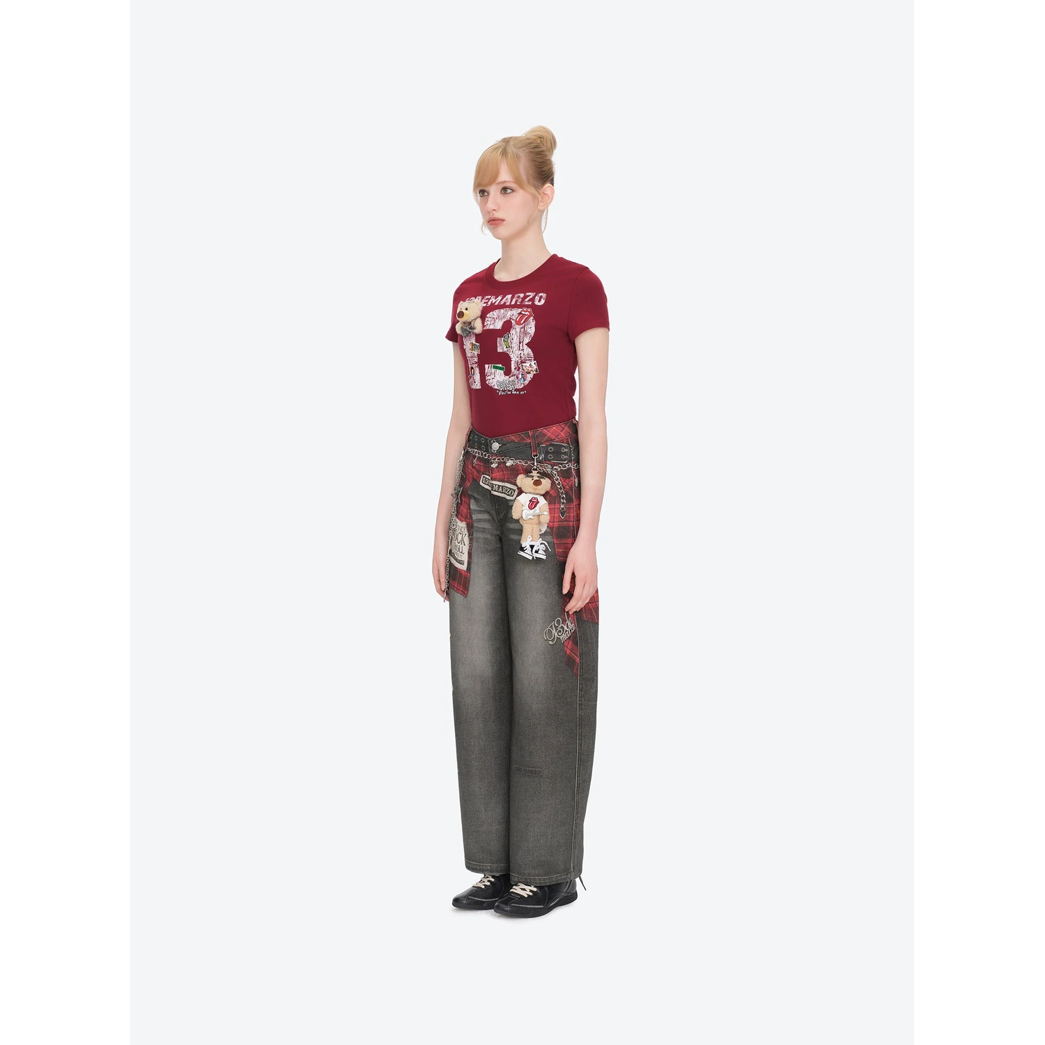 13DE MARZO Rolling Stones Shirt Print Jeans Black - Image 3