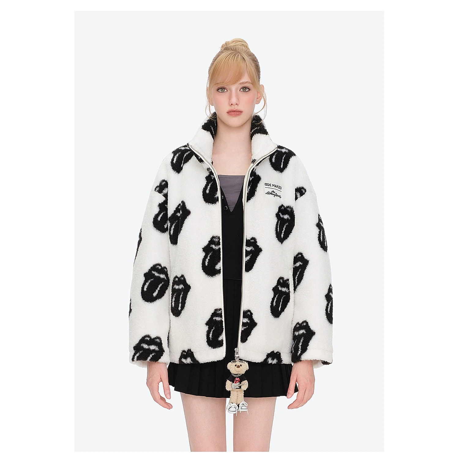 13DE MARZO Rolling Stones All-Over Print Coat White - Image 3