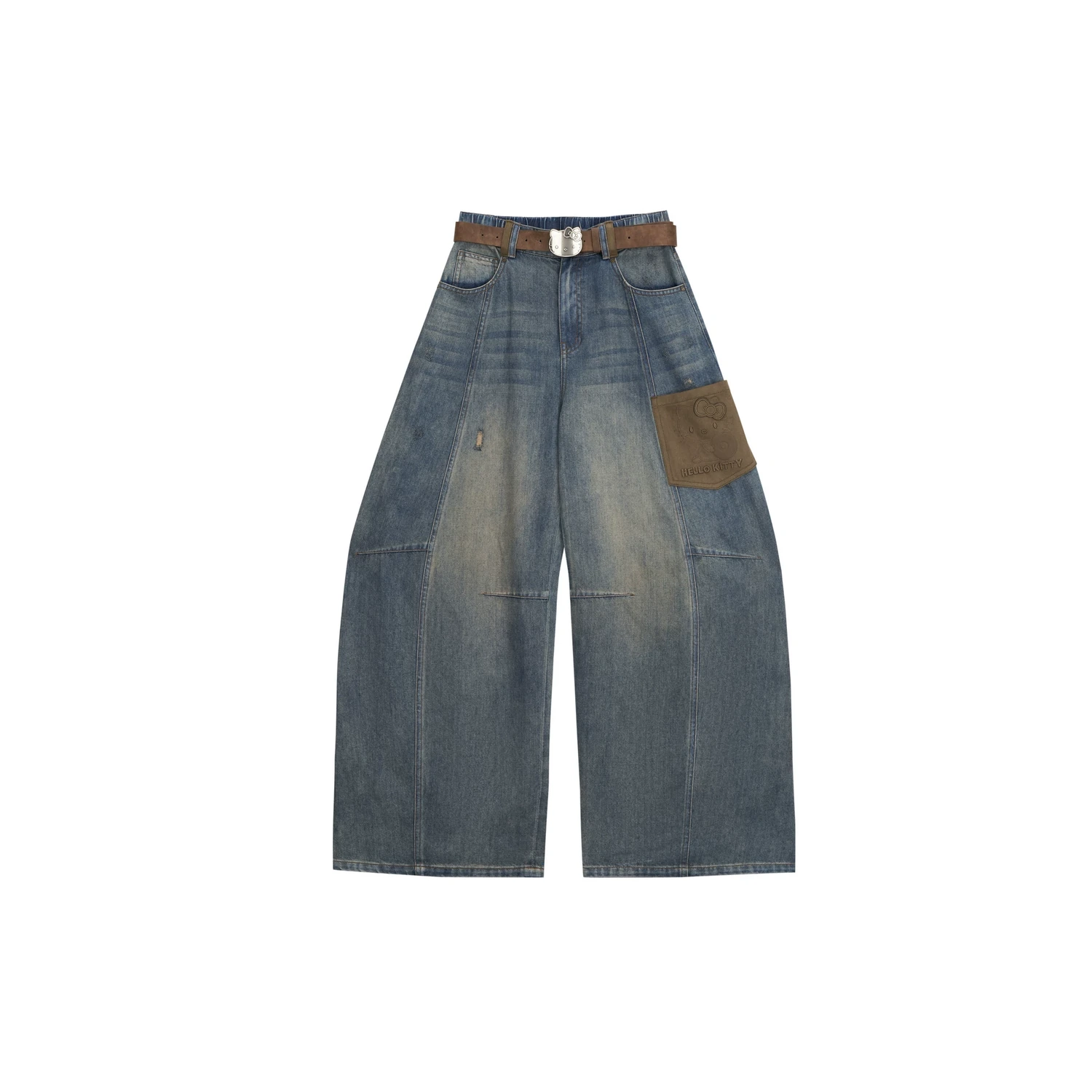 REVAN Washed Wide-Leg Jeans with Contrast Pocket - Image 4