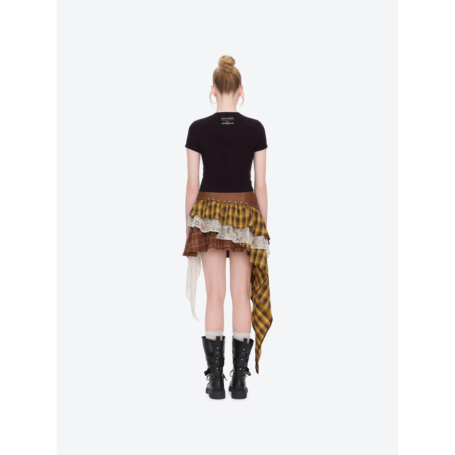 13DE MARZO Rolling Stones Cropped Distressed Tee Black - Image 4