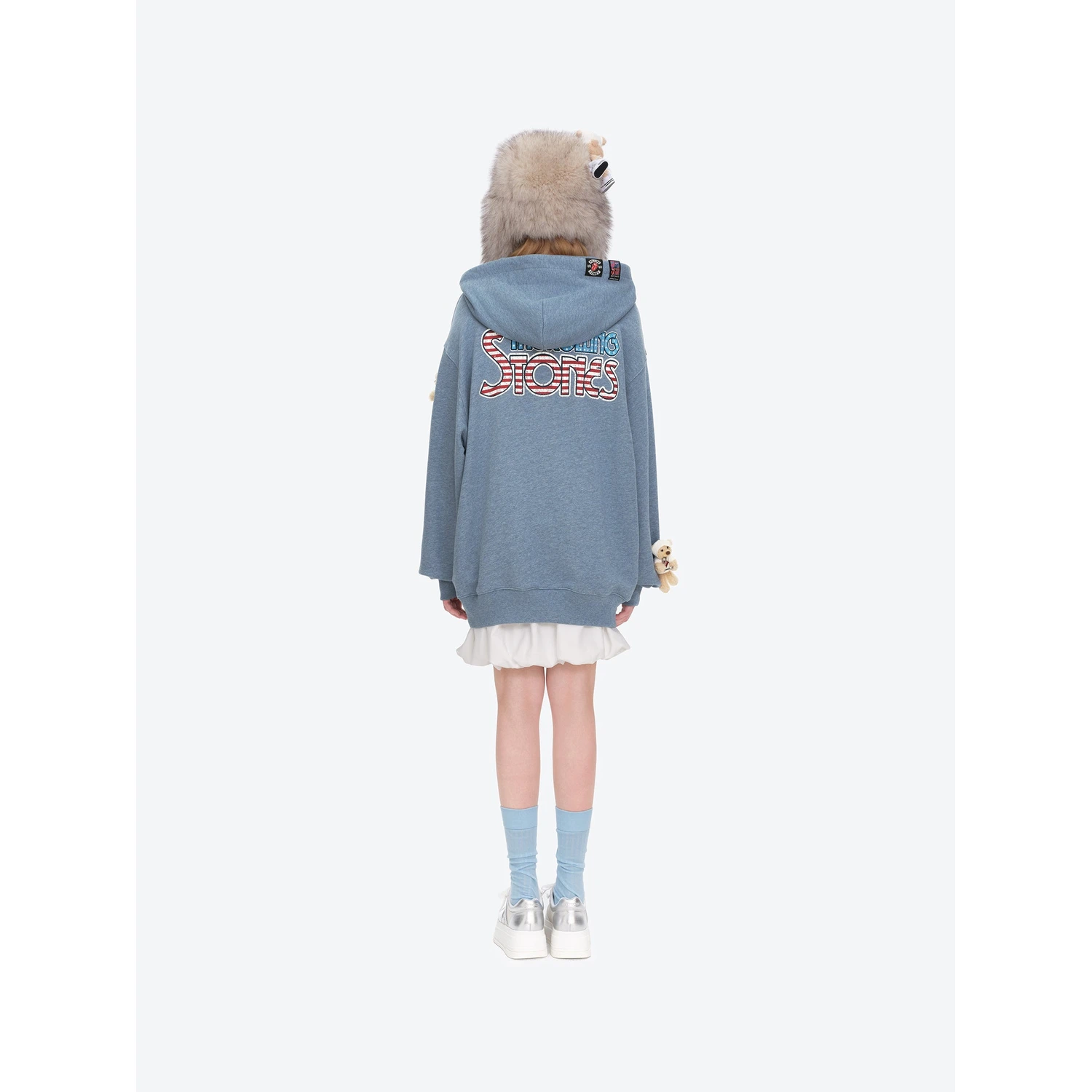 13DE MARZO Rolling Stones Color Yarn Zip Hoodie Blue - Image 4