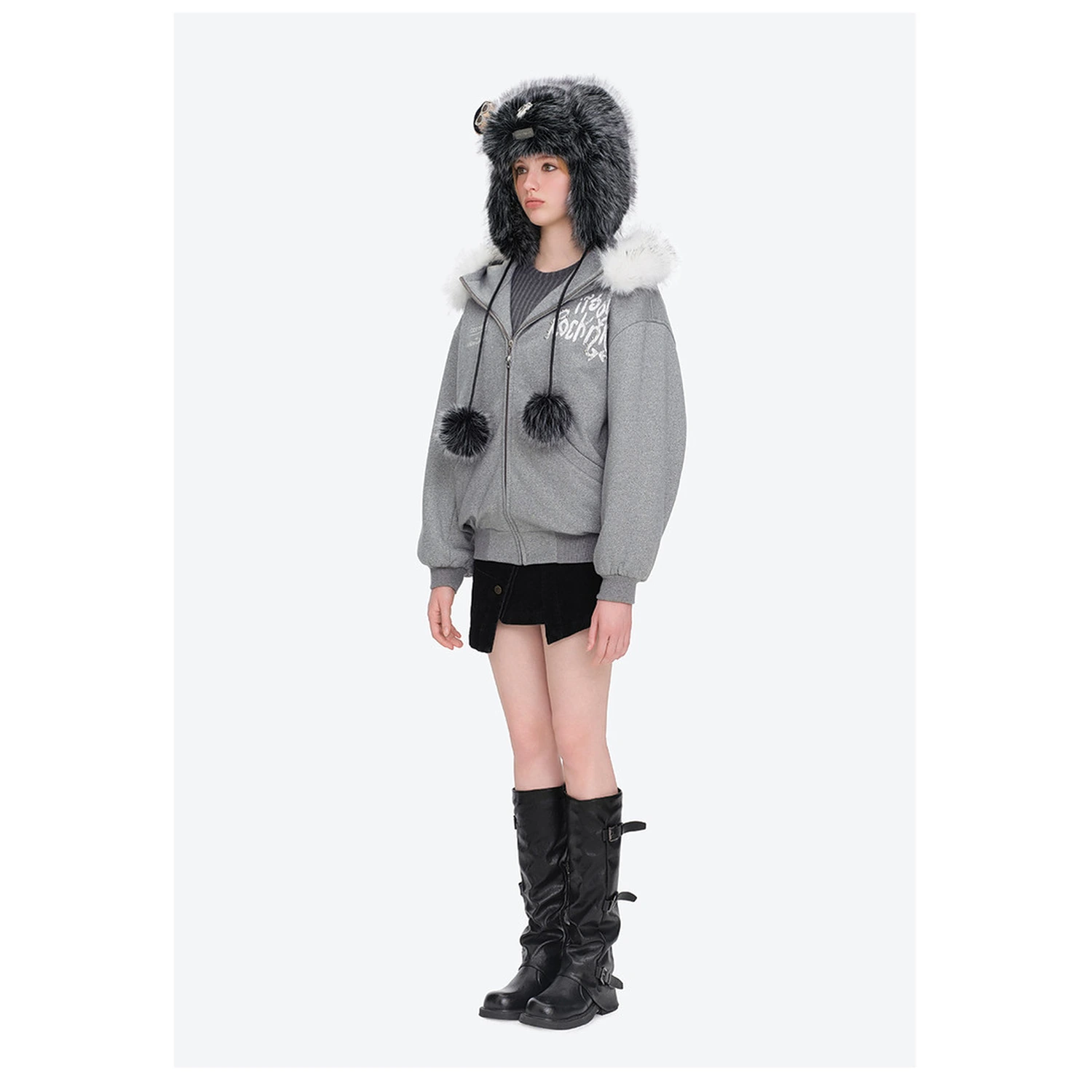 13DE MARZO Rolling Stones Plush Earflap Hat Black - Image 4