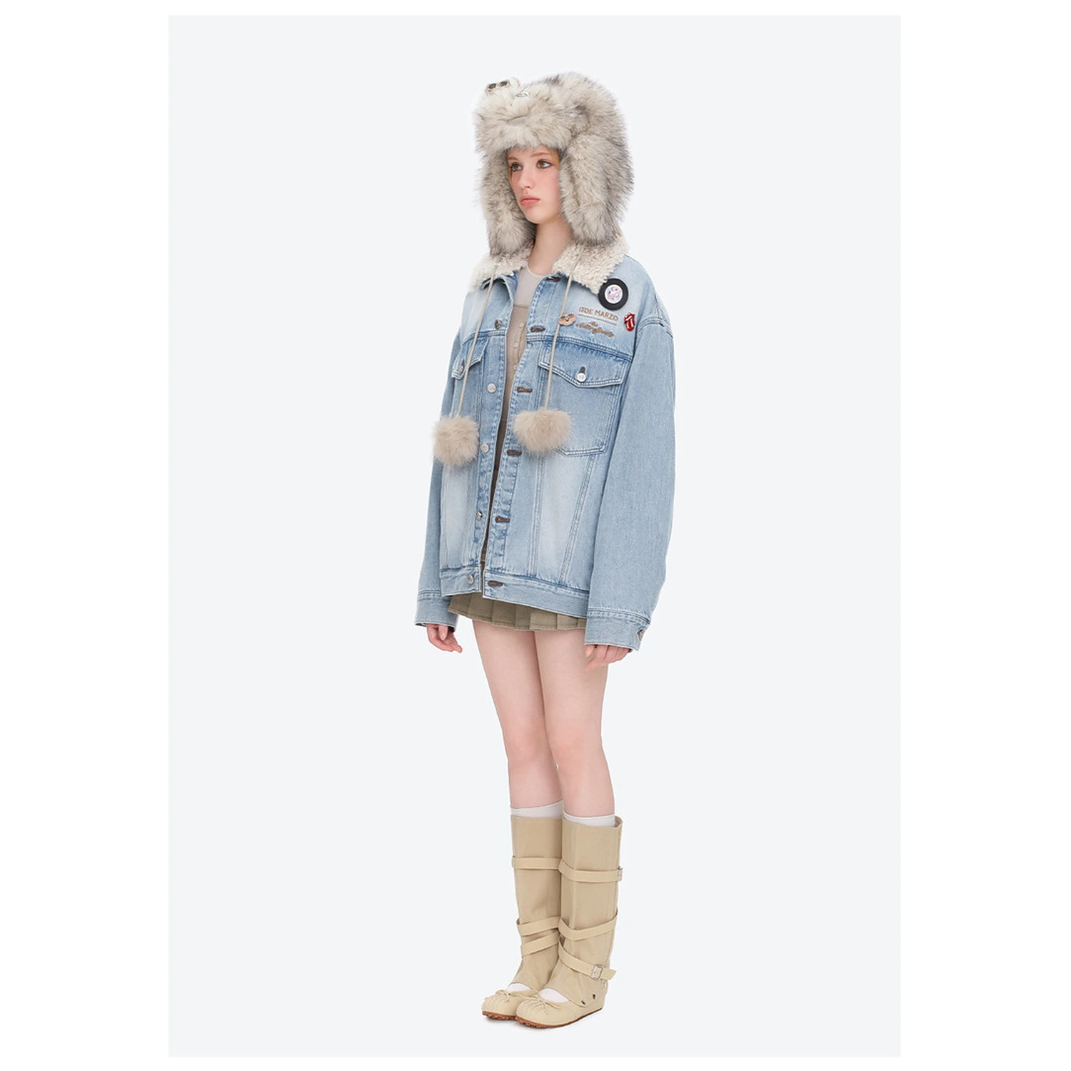 13DE MARZO Rolling Stones Tongue Denim Jacket Blue - Image 4