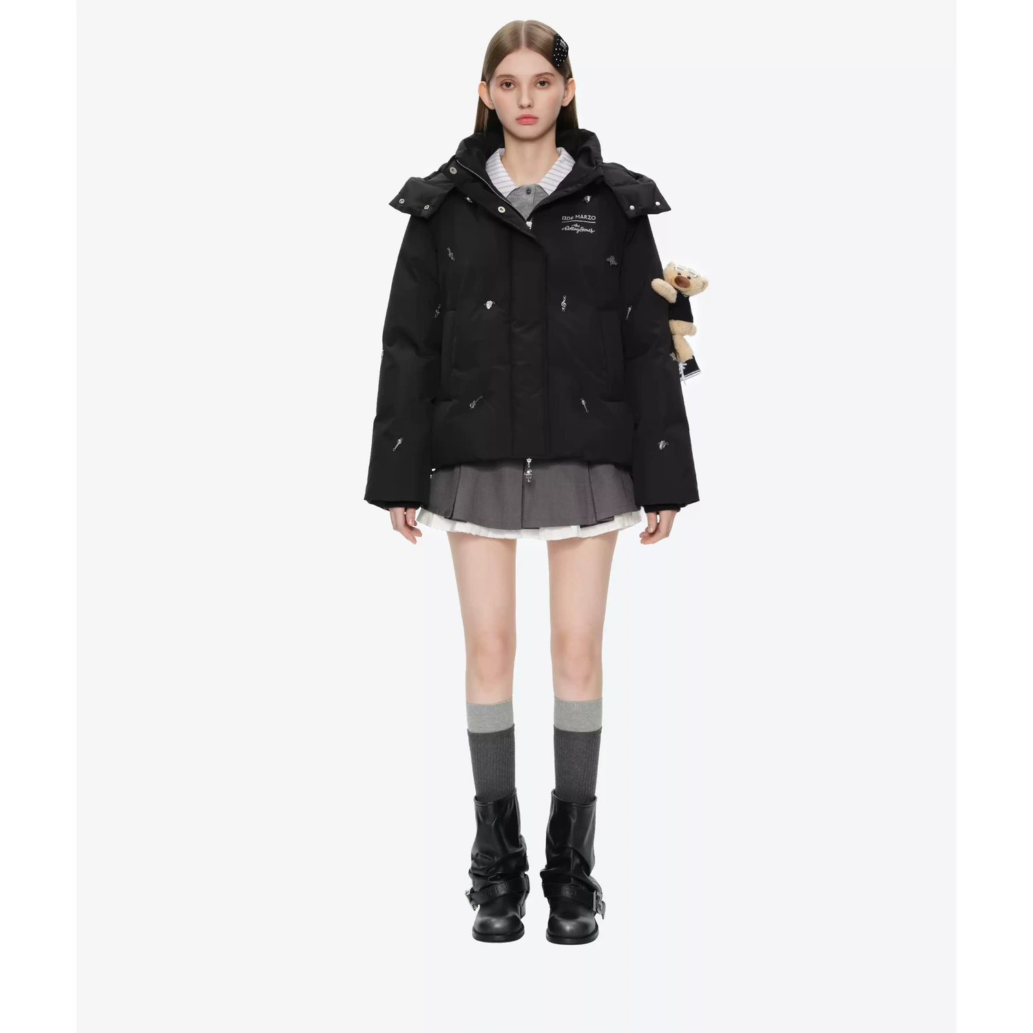 13DE MARZO Rolling Stones Down Jacket Black - Image 4