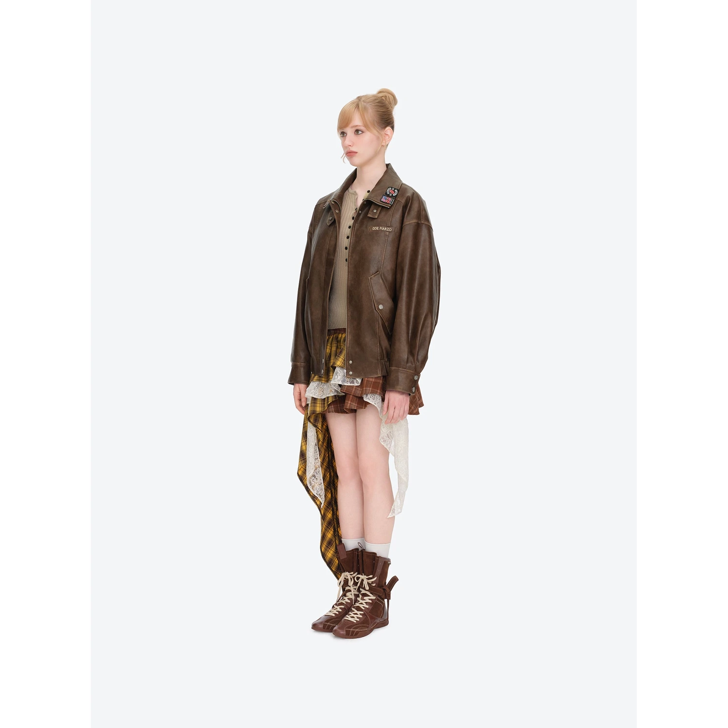 13DE MARZO Rolling Stones Faux Leather Jacket Brown - Image 4