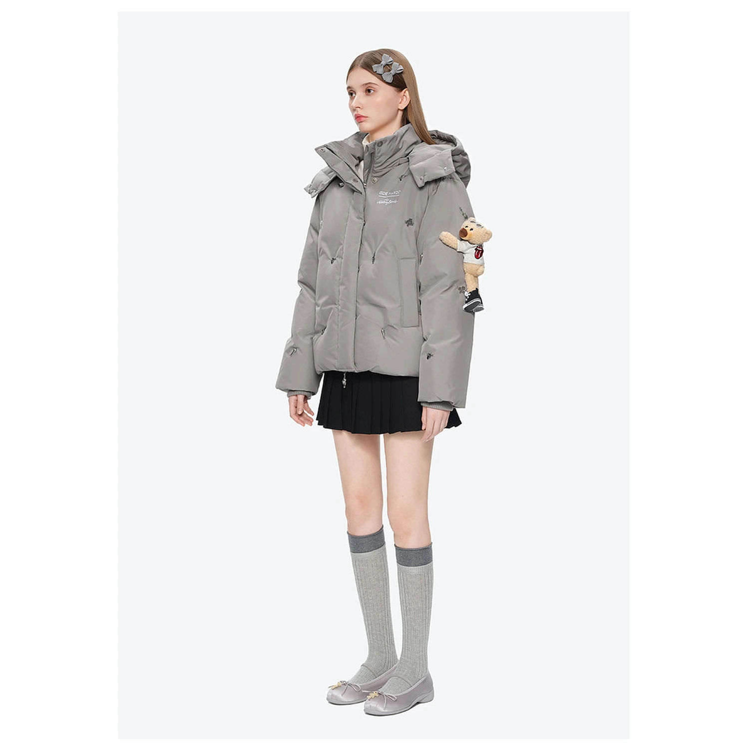 13DE MARZO Rolling Stones Down Jacket Grey - Image 4
