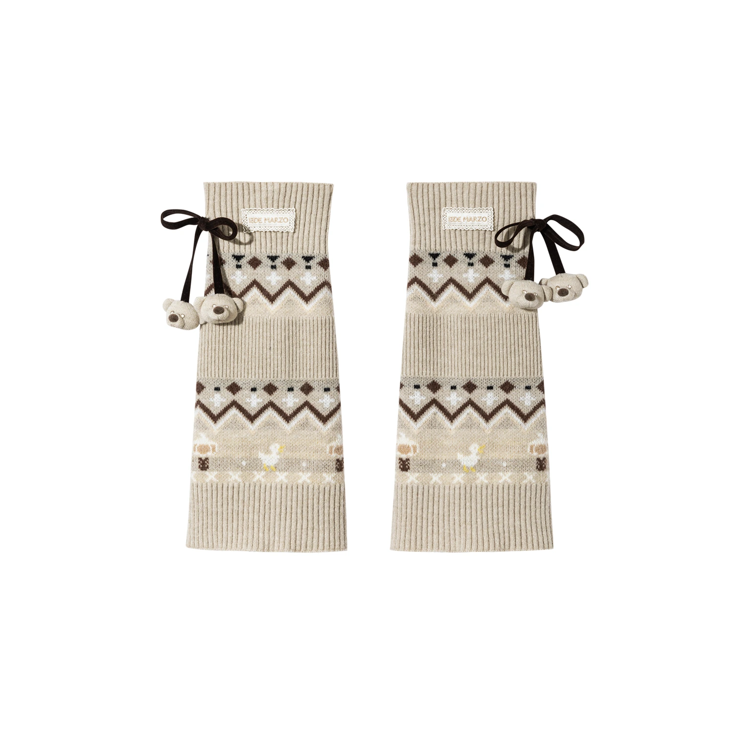 13DE MARZO Bow Knit Jacquard Leg Warmers - Image 4