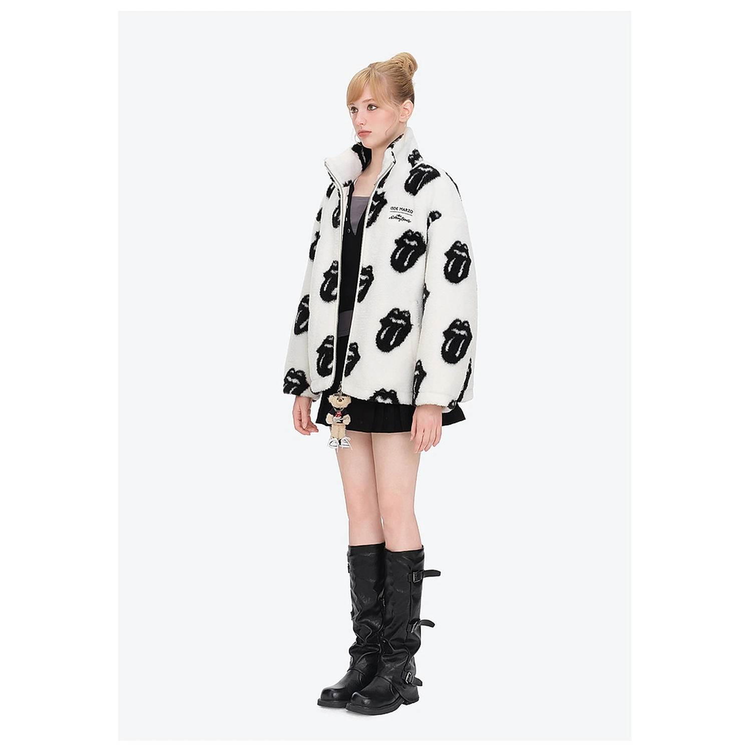 13DE MARZO Rolling Stones All-Over Print Coat White - Image 4