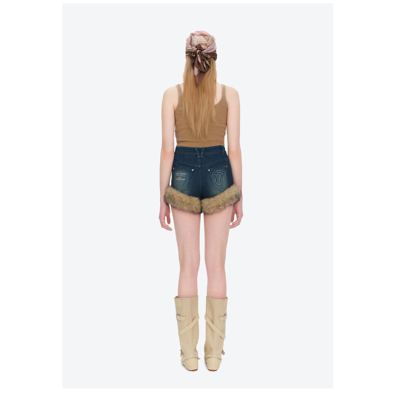 13DE MARZO Rolling Stones Denim Hot Shorts Washed Blue - Image 5