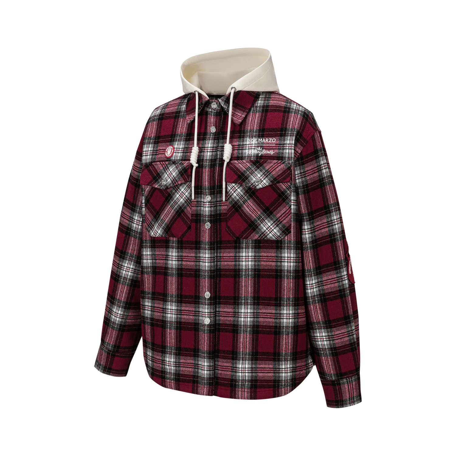 13DE MARZO Rolling Stones Plaid Shirt Jacket Red - Image 5