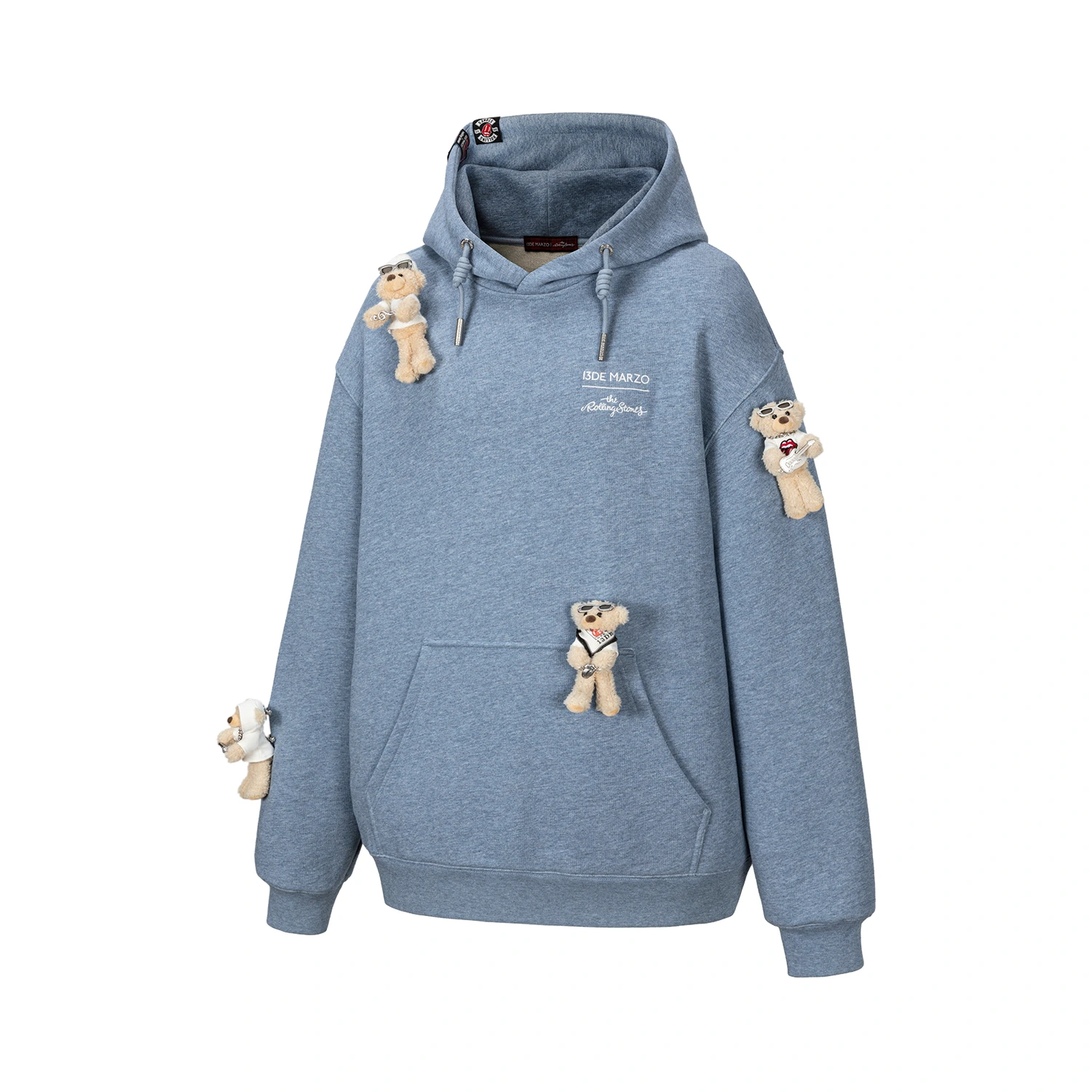 13DE MARZO Rolling Stones Color Yarn Zip Hoodie Blue - Image 5