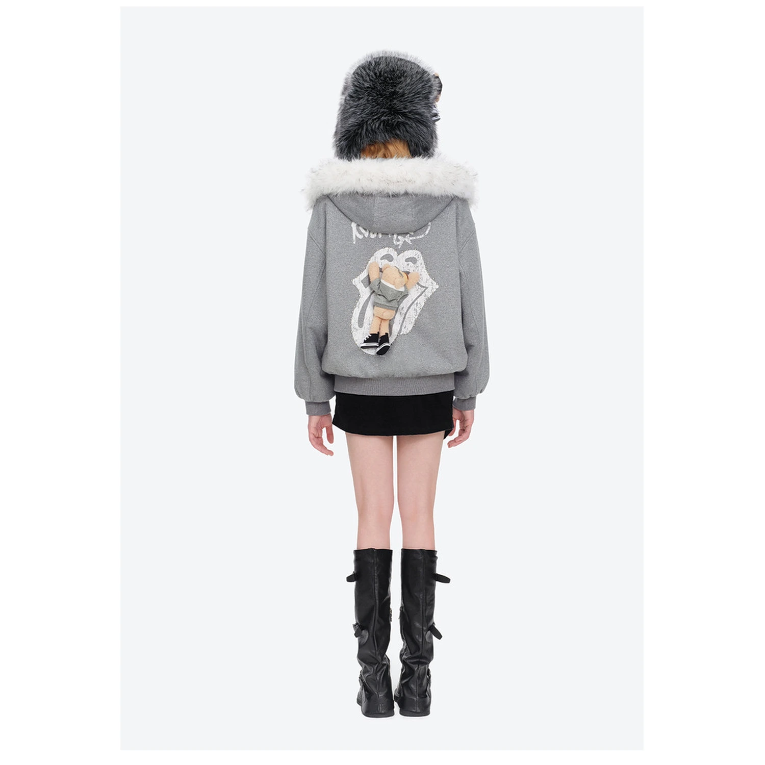 13DE MARZO Rolling Stones Plush Earflap Hat Black - Image 5