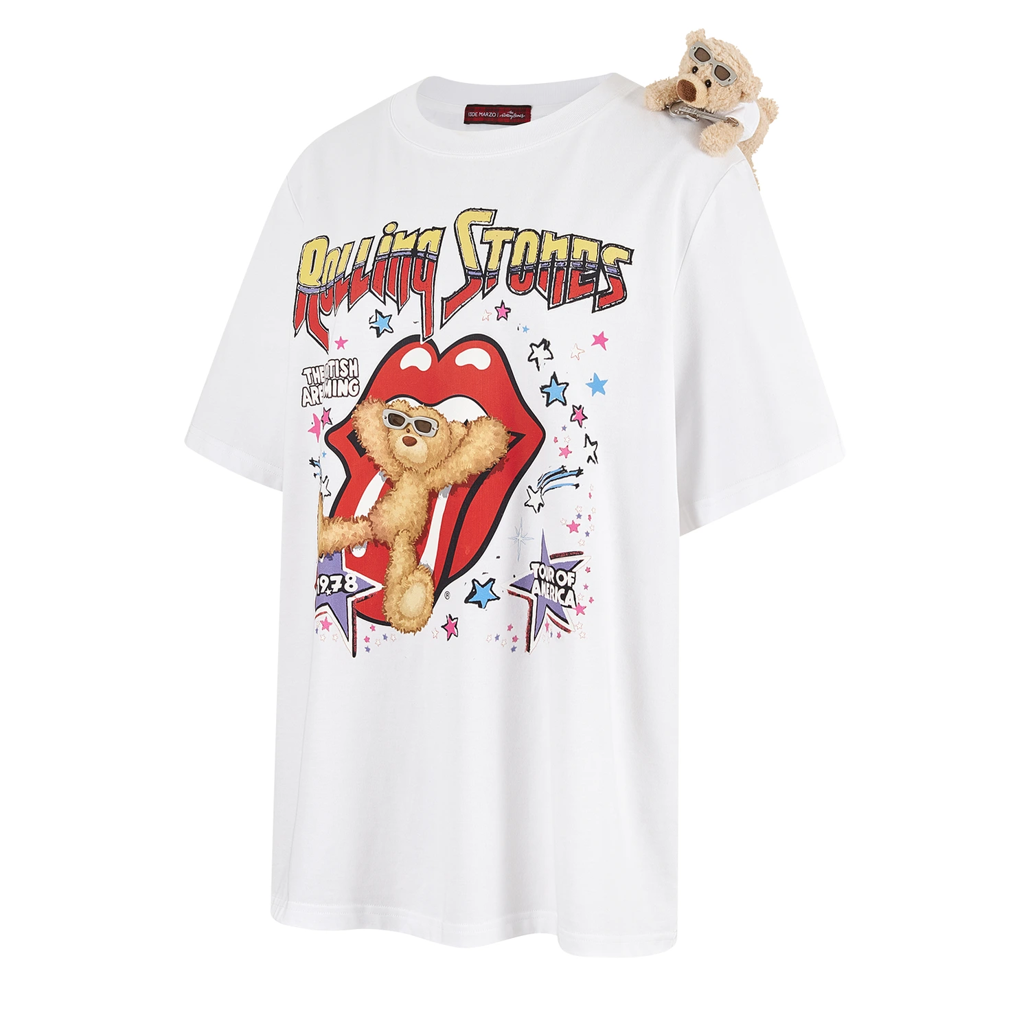 13DE MARZO Rolling Stones Tongue Bear T-shirt White - Image 5