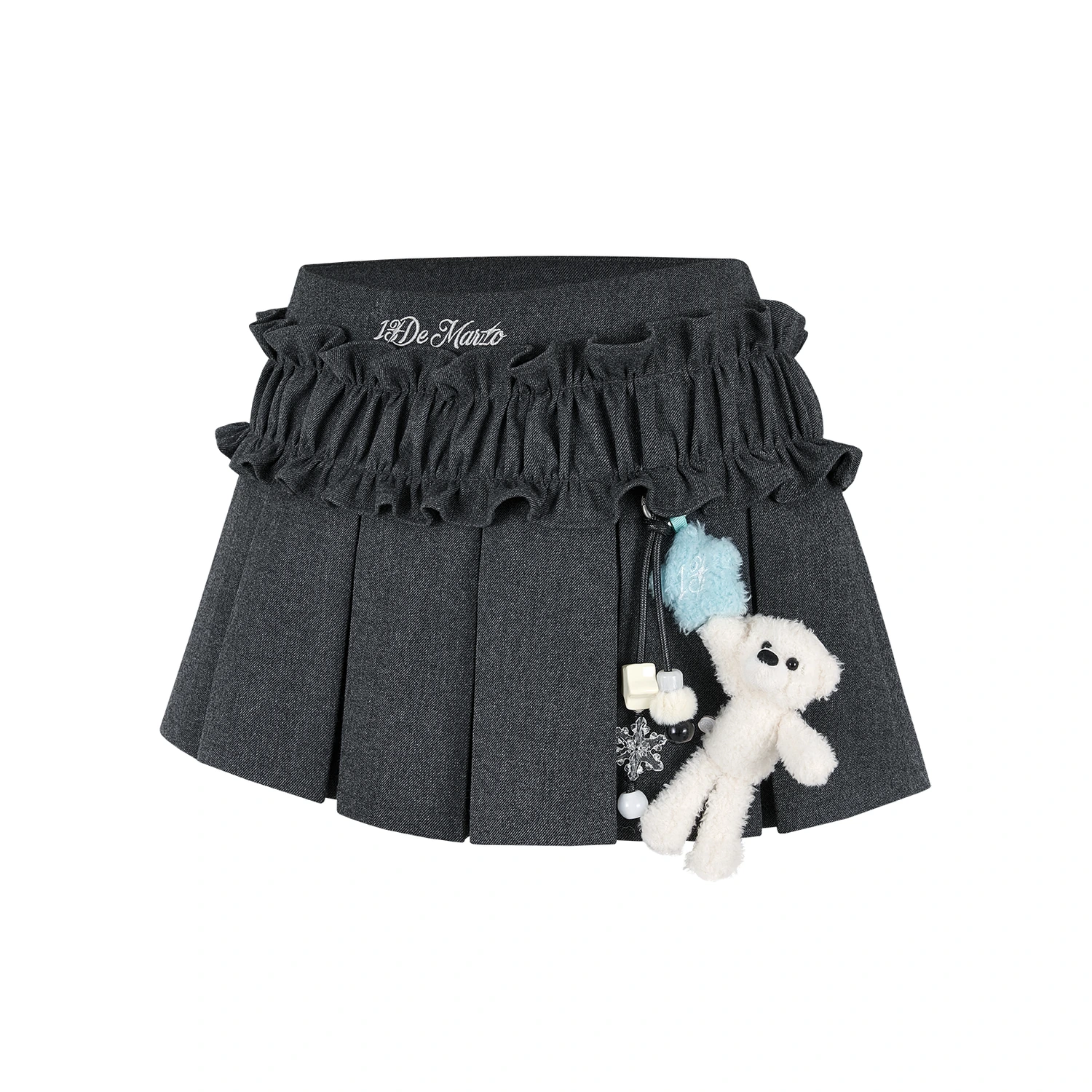 13DE MARZO Luminous Doozoo Lace Pleated Dress Dark Grey - Image 5