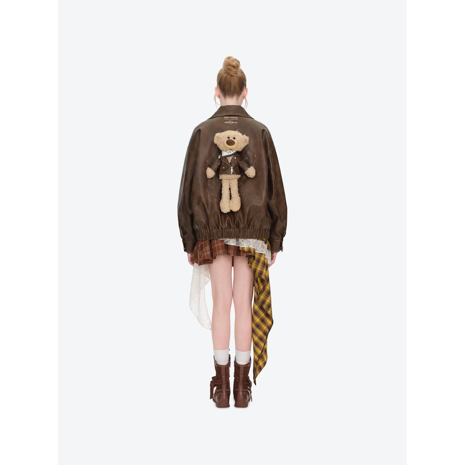 13DE MARZO Rolling Stones Faux Leather Jacket Brown - Image 5