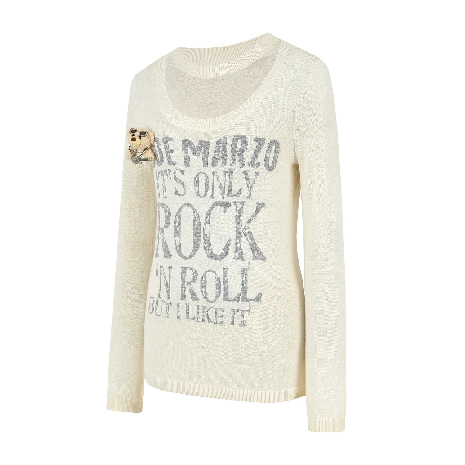 13DE MARZO Rolling Stones Layering Sweater Beige - Image 5