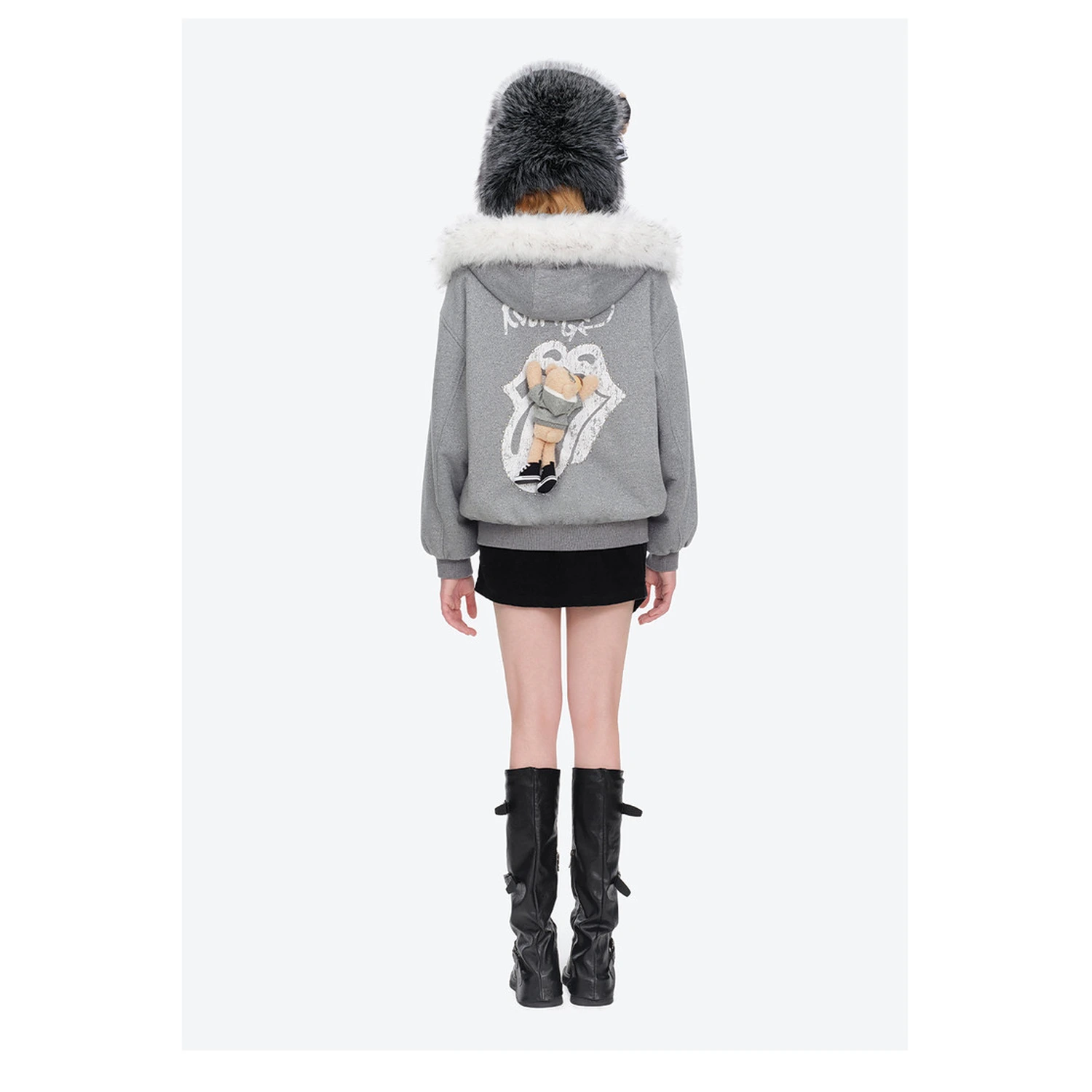 13DE MARZO Rolling Stones Tongue Shimmer Print Jacket - Image 5