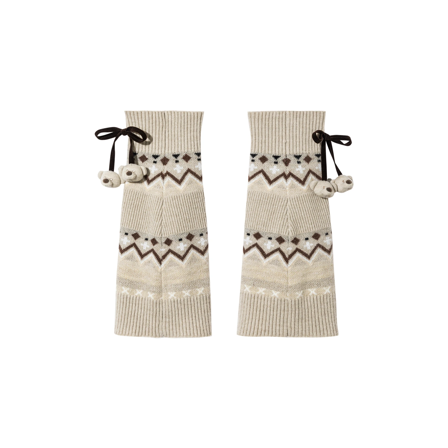 13DE MARZO Bow Knit Jacquard Leg Warmers - Image 5