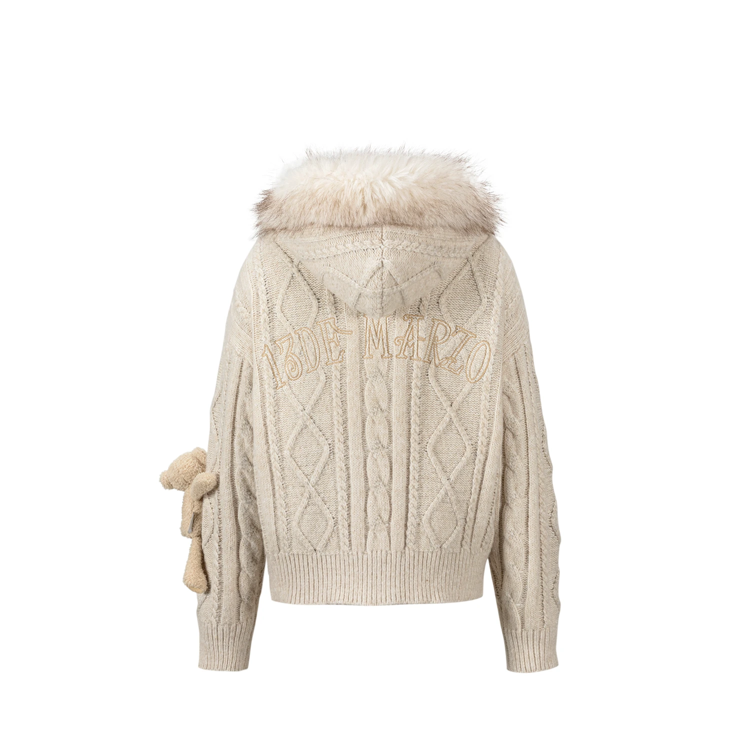 13DE MARZO Doozoo Hooded Cardigan Beige - Image 6