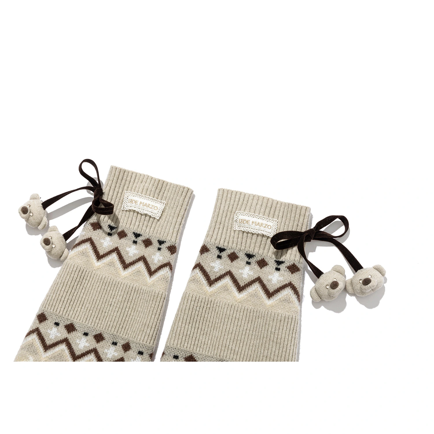 13DE MARZO Bow Knit Jacquard Leg Warmers - Image 6