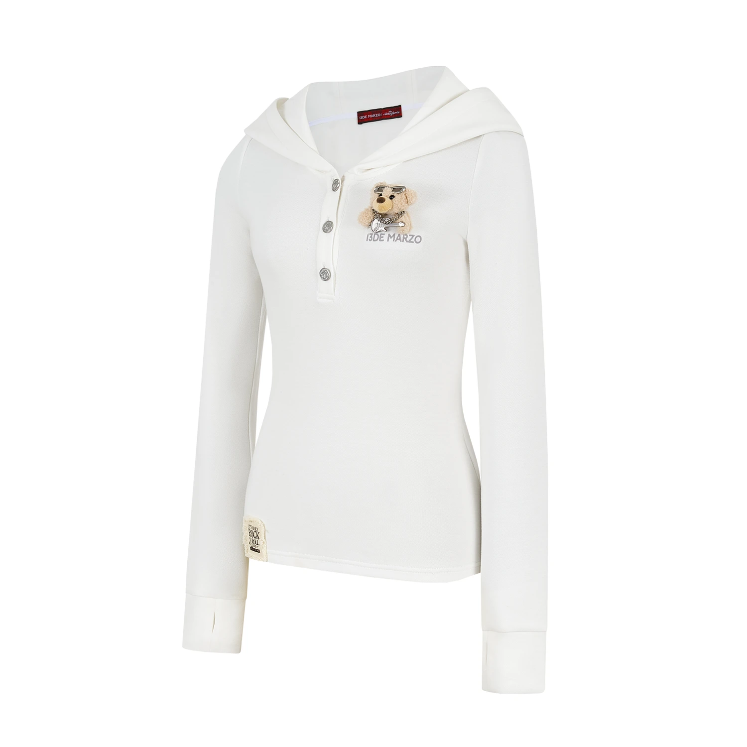 13DE MARZO Rolling Stones Devil Horn Hoodie Beige - Image 6