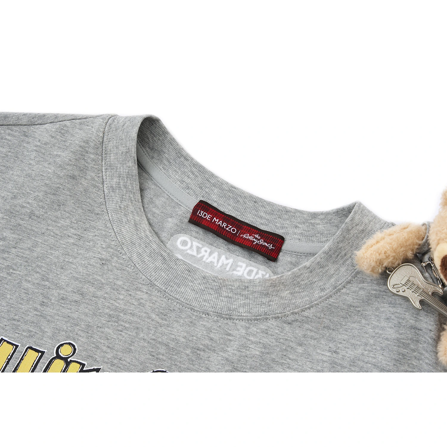 13DE MARZO Rolling Stones Cropped Distressed Tee Grey - Image 7