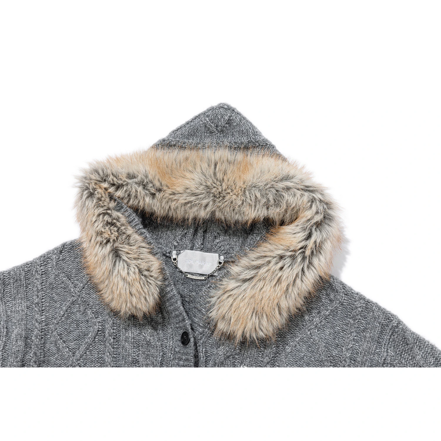 13DE MARZO Doozoo Hooded Cardigan Dark Grey - Image 7